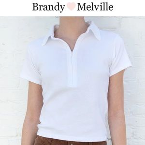 Brandy Melville Lilah Zipper Top white polo